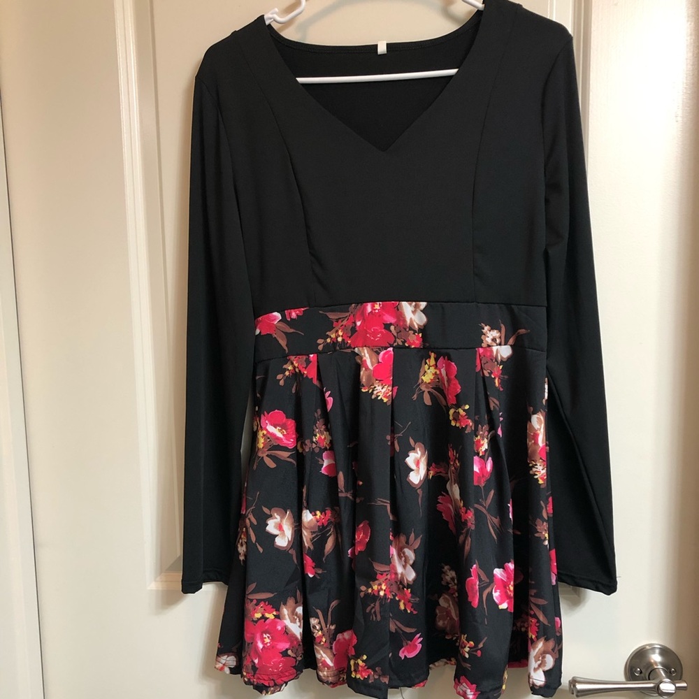 WORN ONCE! Black and flowered dress.